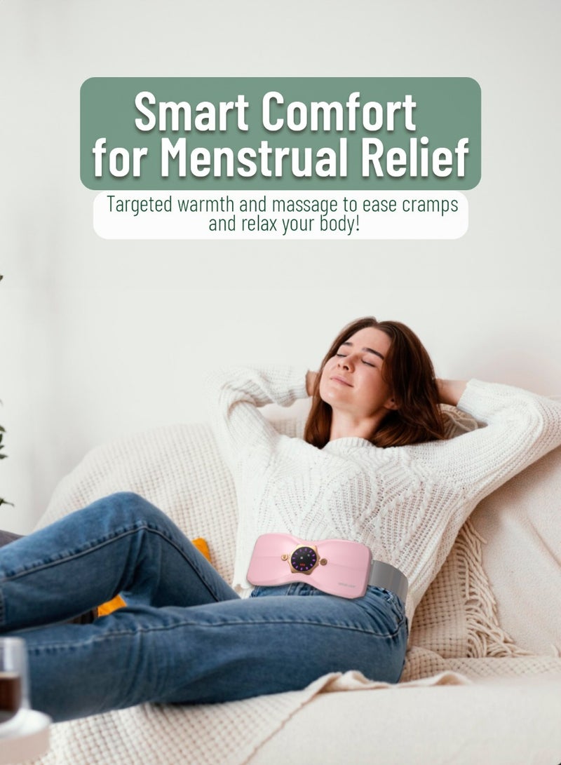 GREEN LION Flora Heat Menstrual Heating Pad / Heating Massager for Period Cramps & Pain / Fast Heat Up in 3-Seconds with 4 Heating and Vibration Modes / Portable Heating Belt for Menstrual Colic Relief - Pink - Image 3