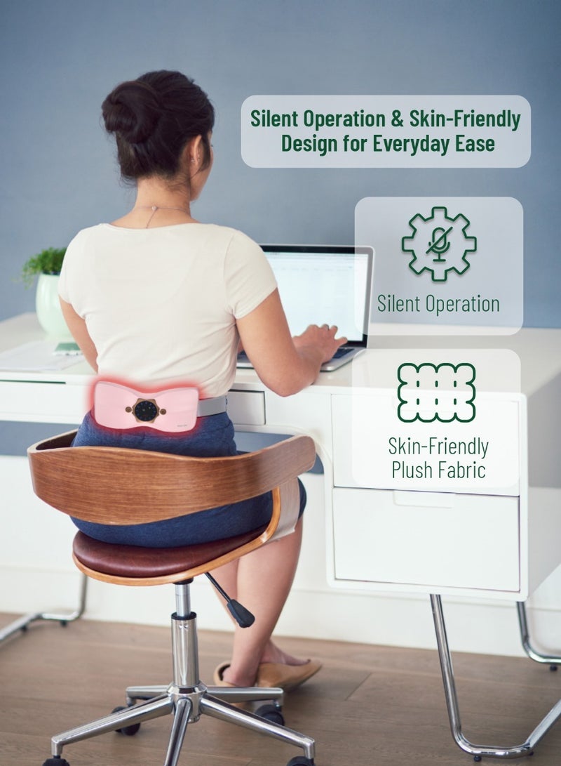 GREEN LION Flora Heat Menstrual Heating Pad / Heating Massager for Period Cramps & Pain / Fast Heat Up in 3-Seconds with 4 Heating and Vibration Modes / Portable Heating Belt for Menstrual Colic Relief - Pink - Image 5