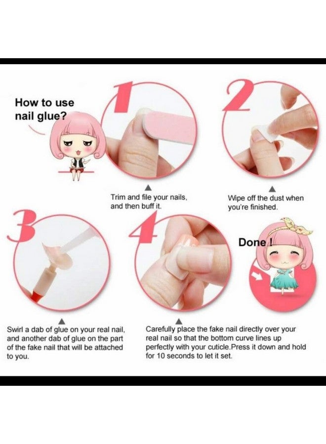 SoSh Matte Fake Nail Set Beige Frosted Stiletto Artificial Nail Eraser Touch Les Faux Ongles Noir Mat�12 Nail with Free Glue - Image 2