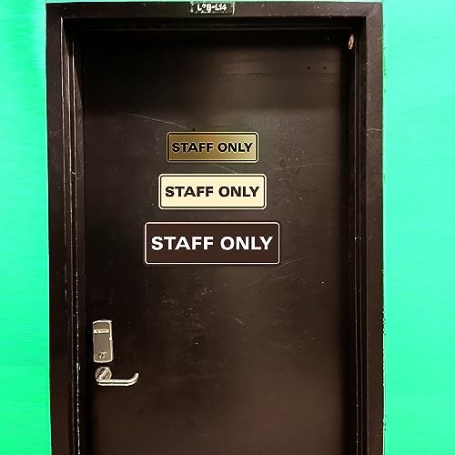 All Quality Standard Staff Only Wall or Door Sign | Easy Installation | Office Workplace Signs | Enhanced Security ‌ - Black/Gold - Medium (1 Pack) - Image 3