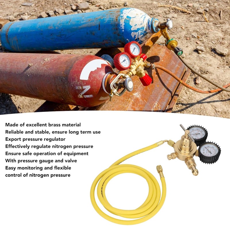 Brass Low Pressure Nitrogen Regulator Test Kit with 200cm Hose Inlet Outlet Connection - Image 3