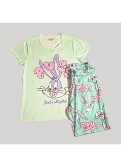 Looney Tunes LOONEY TUNES WOMENS SHORT SLEEVE PAJAMA SETS , SILKY POLYESTER  - Image 1
