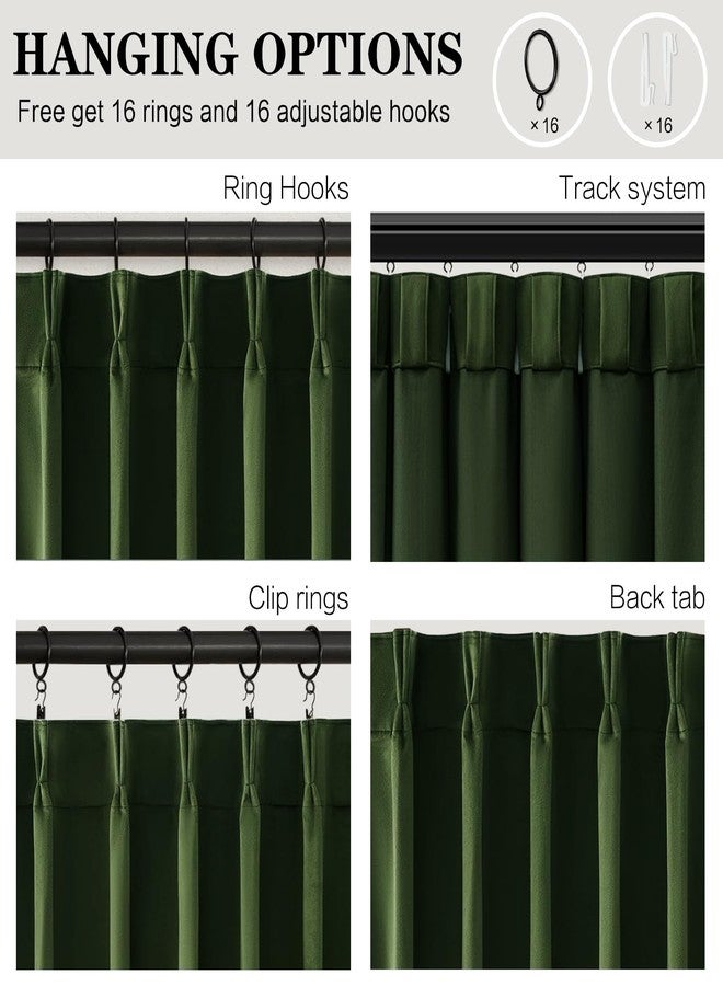 AUSSPVOCT Olive Green Velvet Curtains 84 inches Long 2 Panels Set, Pinch Pleated Blackout Drapes with 16 Hooks, Thermal Insulated Back Tab Window Panels for Bedroom Living Room, W40 x L84 - Image 5