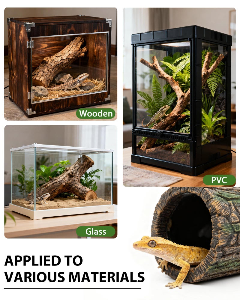 REPTITRIP 2 in 1 Magnetic Crested Gecko Hide, Reptile Hideout & Water Dish Food Bowl, Resin Hollow Log Cave, Reptile & Amphibian Habitat Hideouts, Aquariums & Terrariums Decor - Image 3