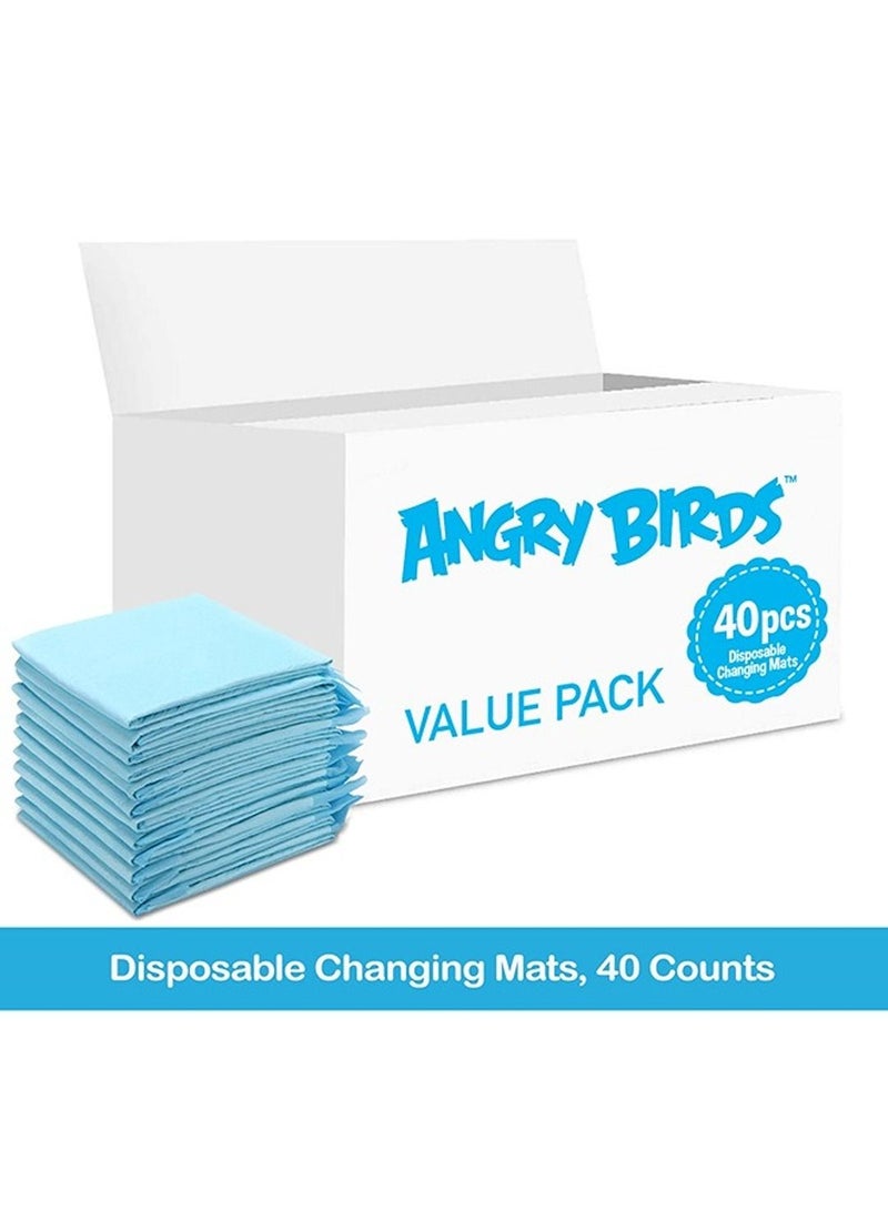 Angry Bird Disposable Changing Mats, 40 Counts, Soft Waterproof Mat, Portable Leak Proof Changing Mat, New Mom Leak-Proof Under pad, Mattress Table Protector Pad - Image 2