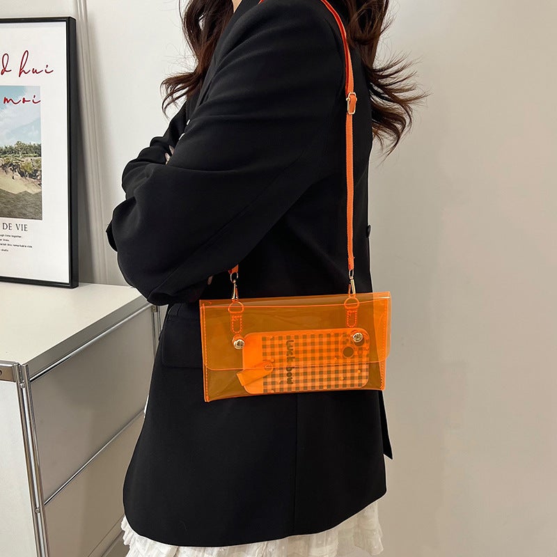 2025 Product Transparent Bag Casual Design Niche Small Square Bag Single Shoulder Crossbody Bag High-End Armpit Bag - Image 4
