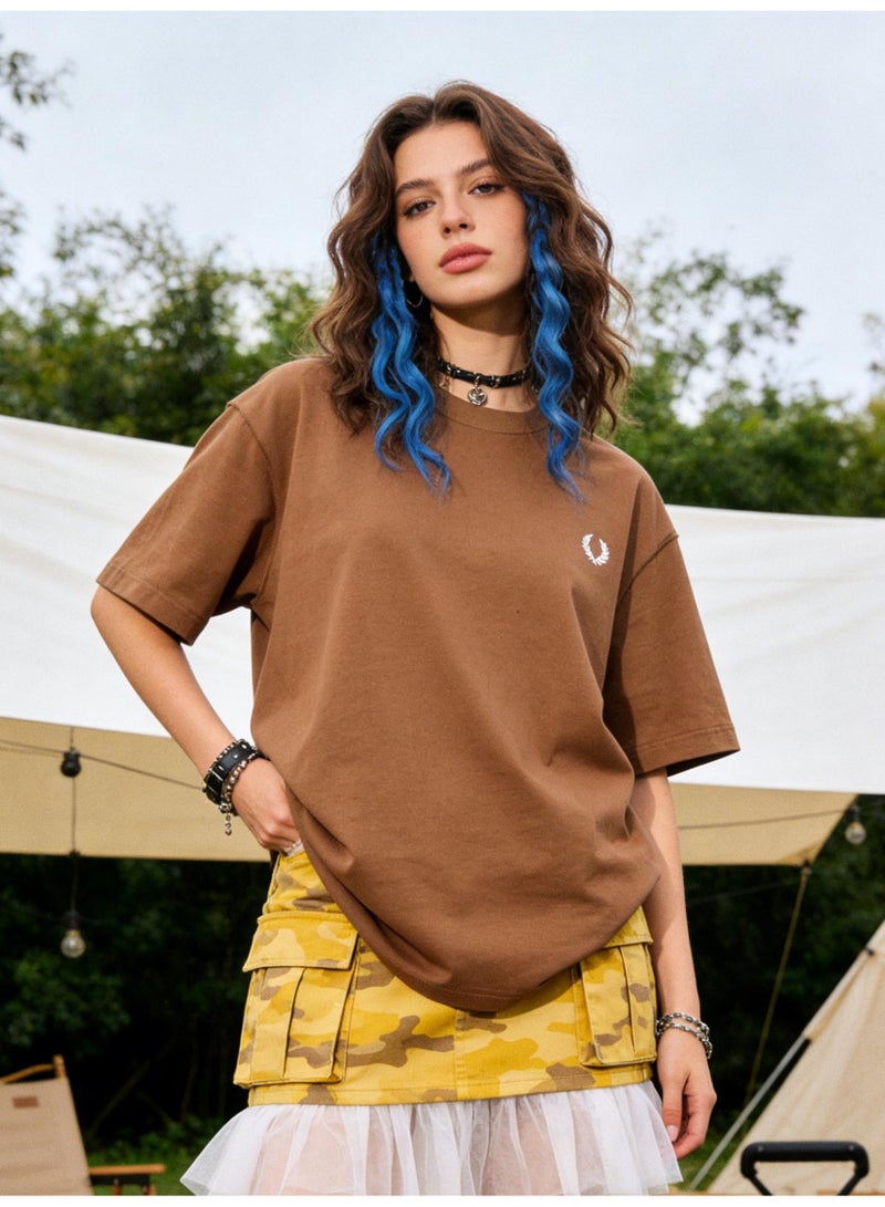 فريد بيري Oversized T-shirt with LOGO, 300G heavy 100% cotton double yarn T-shirt, unisex leisure gym shirt, counter quality T-shirt, and versatile loose T-shirt in daily trend. - Image 4