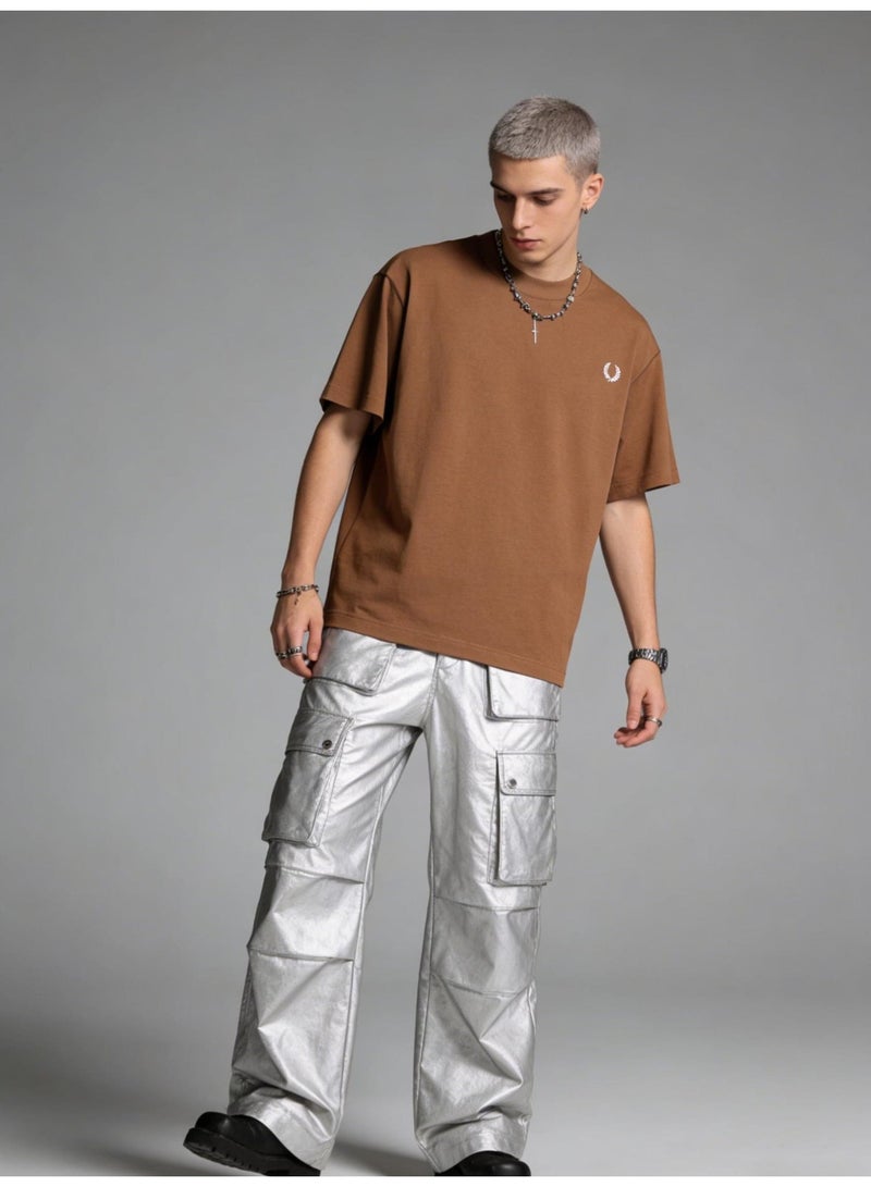 فريد بيري Oversized T-shirt with LOGO, 300G heavy 100% cotton double yarn T-shirt, unisex leisure gym shirt, counter quality T-shirt, and versatile loose T-shirt in daily trend. - Image 3