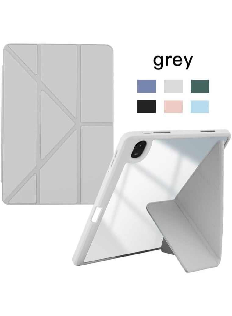 iPad 16" Case, Smart Slim Folio Stand Cover with Auto Sleep/Wake, Pencil Slot, Transparent Gray Back Cover - Image 1
