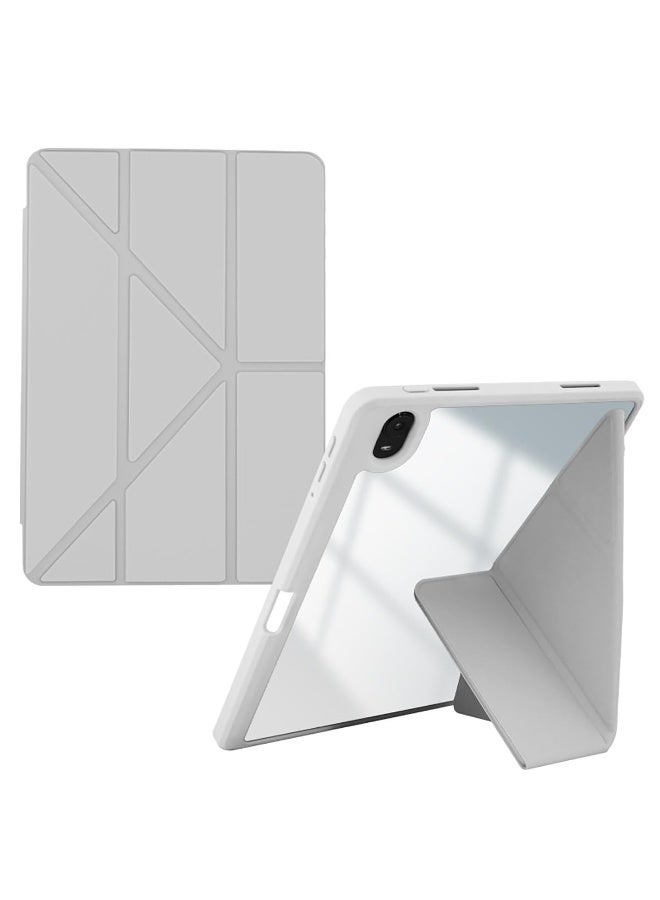iPad 16" Case, Smart Slim Folio Stand Cover with Auto Sleep/Wake, Pencil Slot, Transparent Gray Back Cover - Image 3