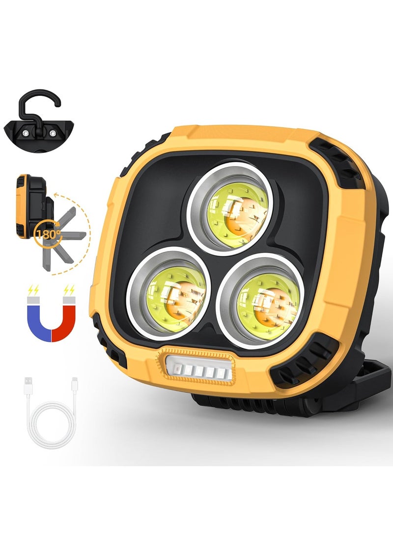 QLIGHT Rechargeable Work Light, Magnetic Led Camping Light with Stand and Hook, 18 Light Modes, SOS, 4000mAh, Battery Indictor, 1200 Lumens Portable Cob Light for Camping, Car Repair, Emergency, Outdoors Activities Like & Hiking, Fishing - Image 1