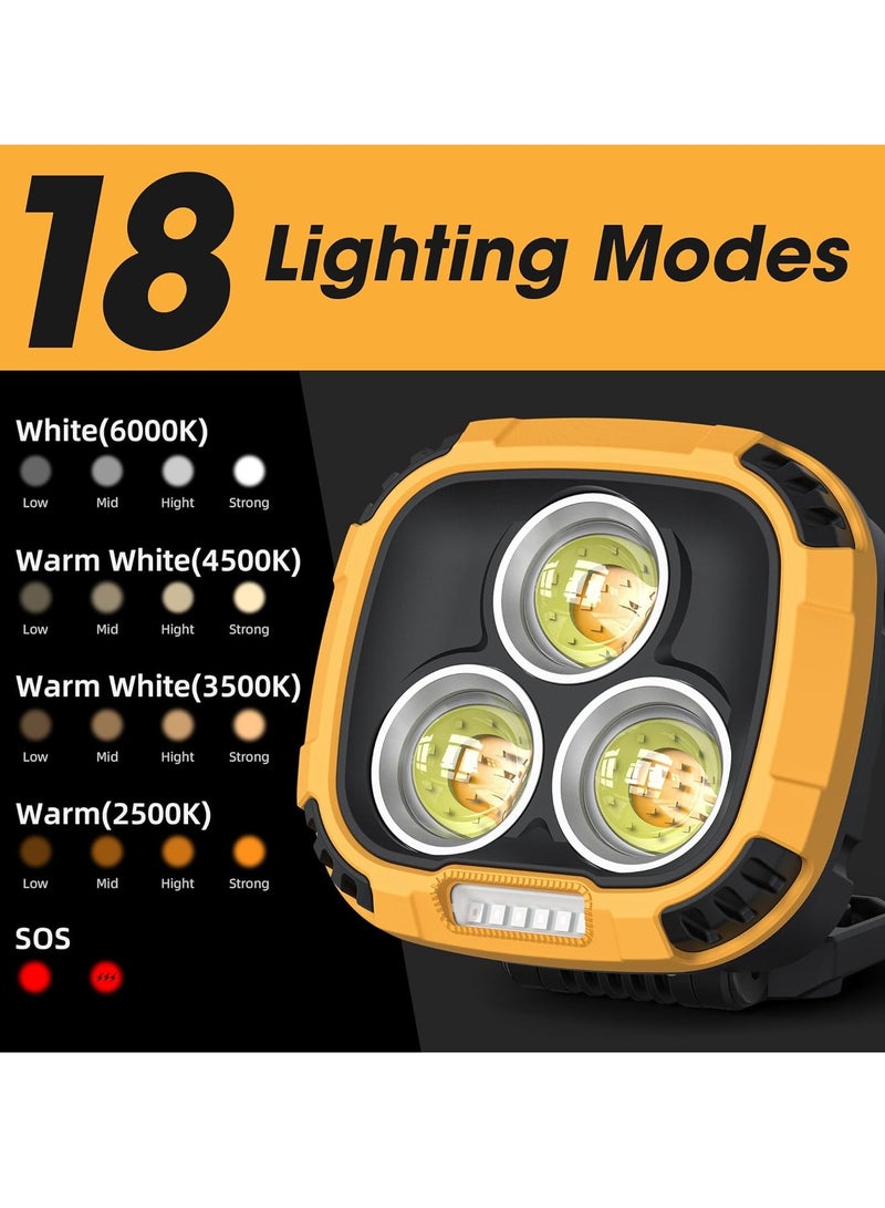 QLIGHT Rechargeable Work Light, Magnetic Led Camping Light with Stand and Hook, 18 Light Modes, SOS, 4000mAh, Battery Indictor, 1200 Lumens Portable Cob Light for Camping, Car Repair, Emergency, Outdoors Activities Like & Hiking, Fishing - Image 2