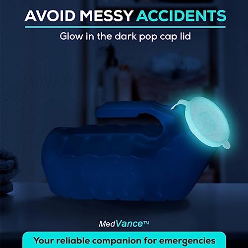MedVance 1000ml Portable Urinals for Men, 2 Pack – Spill Proof Men's Urinal Bottle w/Glow in Dark & Leak-Proof Lid – Easy-Grip Durable Pee Bottles for Men - Versatile Male Pee Bottle for Elderly Care - Image 4