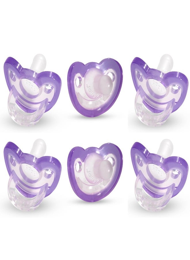 RaZbaby Jollypop Pacifier for Babies 3 Months and Up, USA Made, Natural Shaped Orthodontic Binky, Lovingly Shared in NICUs & Hospitals Worldwide, Medical-Grade 100% BPA-Free - 6 Pack - Lavender - Image 1