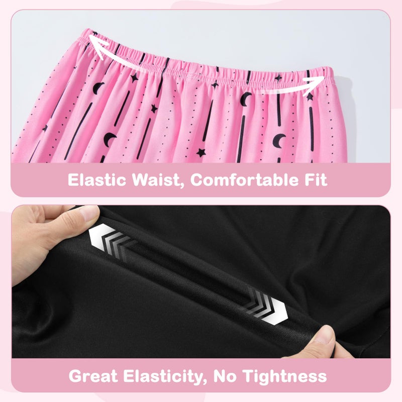 FIOBEE Girls Pajamas Sets 2PCS Summer Pajama Sleepwear Kids Pjs Clothes Short Sleeve for Teen Girl Size 3-14, Black/Pink - Image 5