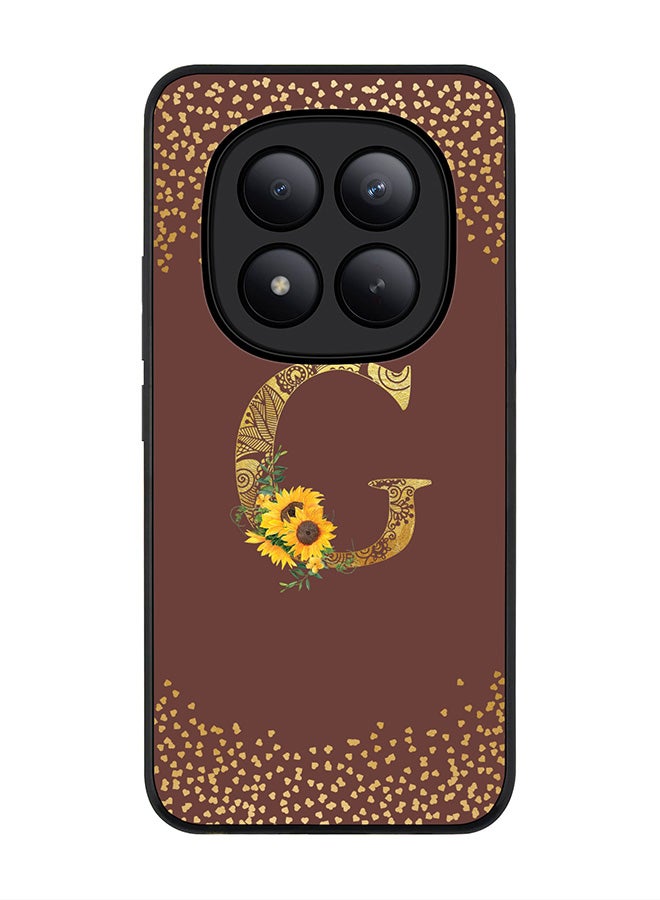 For Xiaomi Redmi Note 15 Pro+ / Poco M8 Pro Case,Slim fit Camera Protection, Shockproof Thin Phone cover  - Custom Floral Monogram - G  (Brown )