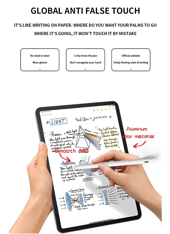 Generic - Active Digital Stylus Pen Pencil iPad Pen with Fast Charging & Palm Rejection for Apple iPad 2018 and Later White - Image 1
