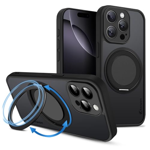 KARWAN Tough Shockproof Armor Back Case Cover Compatible with iPhone 15 Pro Max with 360 Degree Rotation Magnetic Attraction Ring Holder Heavy Duty Rugged Cover with Magnetic MagEase Wireless Charging - Image 1