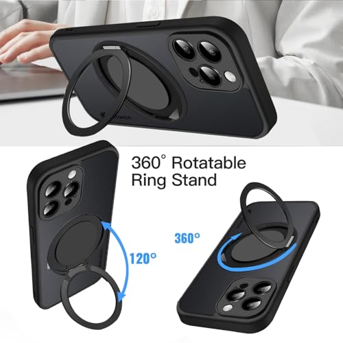 KARWAN Tough Shockproof Armor Back Case Cover Compatible with iPhone 15 Pro Max with 360 Degree Rotation Magnetic Attraction Ring Holder Heavy Duty Rugged Cover with Magnetic MagEase Wireless Charging - Image 3