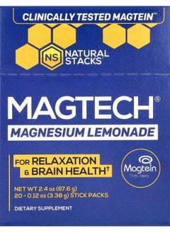 Natural Stacks MagTech Magnesium Lemonade 20 Stick Packs 0.12 oz (3.38 g) Each 