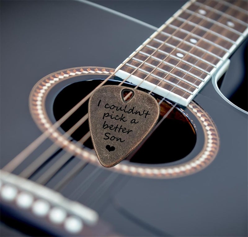JUPPE Birthday Gifts For Son, Bronze Metal I Couldn't Pick A Better Son Guitar Pick and Bass Pick With Leather Case Music Gifts For Son (I Couldn't Pick A Better Son) - Image 3