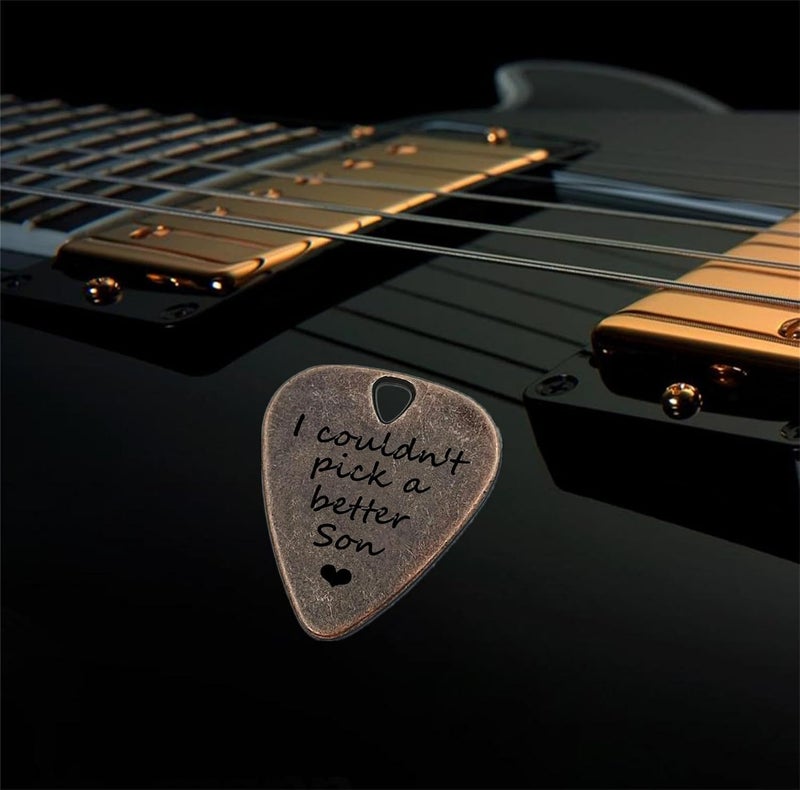 JUPPE Birthday Gifts For Son, Bronze Metal I Couldn't Pick A Better Son Guitar Pick and Bass Pick With Leather Case Music Gifts For Son (I Couldn't Pick A Better Son) - Image 4