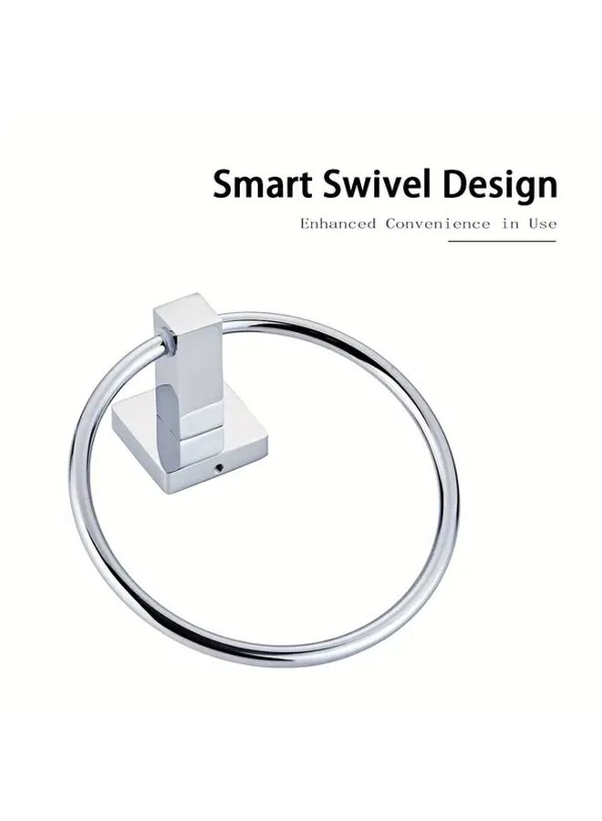 Heavy Duty Stainless Steel Towel Ring Wall Mounted Bathroom Rack 635 Chrome Space Saving Circular Design Easy Installation Kitchen Laundry Modern Minimalist Organizer Storage Contemporary Decor Smooth Surface - Image 1