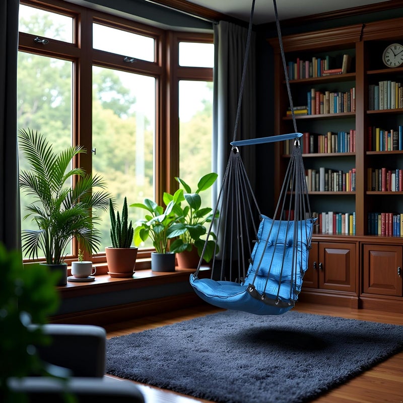 JULJULIA أرجوحة للشرفة - جولا مميزة للبالغين للمنزل، جولا آمنة للأطفال، كرسي معلق للشرفة الداخلية، تصميم متين ومريح، سهولة التركيب والصيانة - JJ_Low-K-FIROZI - Image 5