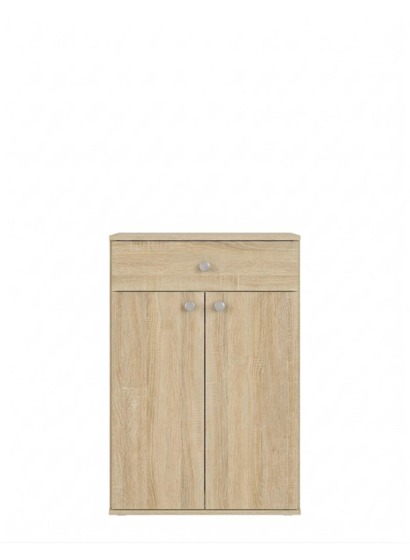 Furniture Store Modern shoe rack/shoe cabinet with a wide drawer and 5 shelves, MDF, in light wood color with white, high-quality finish, from Furniture Store. - Image 2