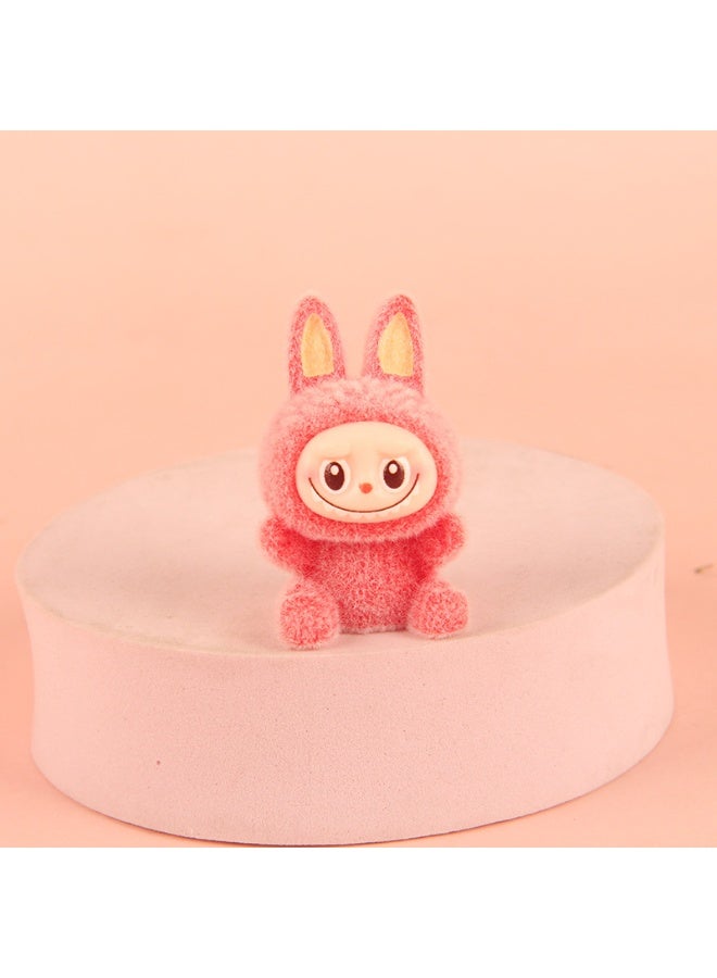 NIBEMINENT Creative Flocking LABUBU Keychain Pendants, Cute Resin Accessory Figurines And Gifts 