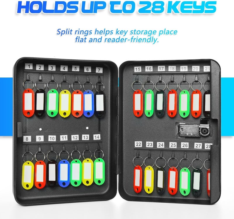 28 Key Cabinet Steel Security Lock Box with Combination Lock, Locking Key Organizer, Key Management Key Storage Lock Box with Code, Comes with Key Hooks & Tags Key Lab - Image 4