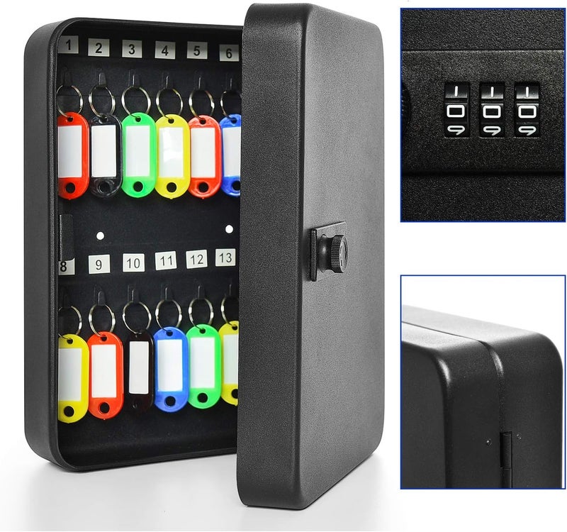 28 Key Cabinet Steel Security Lock Box with Combination Lock, Locking Key Organizer, Key Management Key Storage Lock Box with Code, Comes with Key Hooks & Tags Key Lab - Image 5