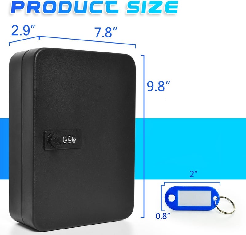28 Key Cabinet Steel Security Lock Box with Combination Lock, Locking Key Organizer, Key Management Key Storage Lock Box with Code, Comes with Key Hooks & Tags Key Lab - Image 3