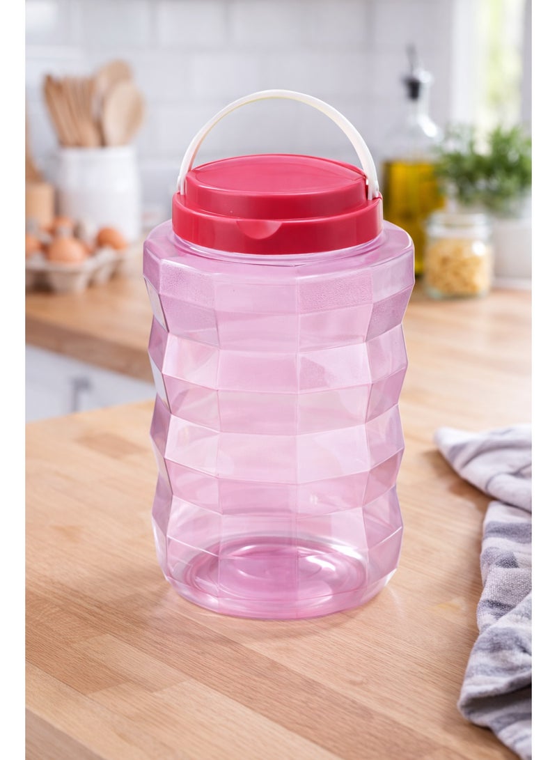 Premium Diamond Textured Plastic Water Jug for Fridge with Handle and Secure Lid - Large Capacity - Pink - Image 2