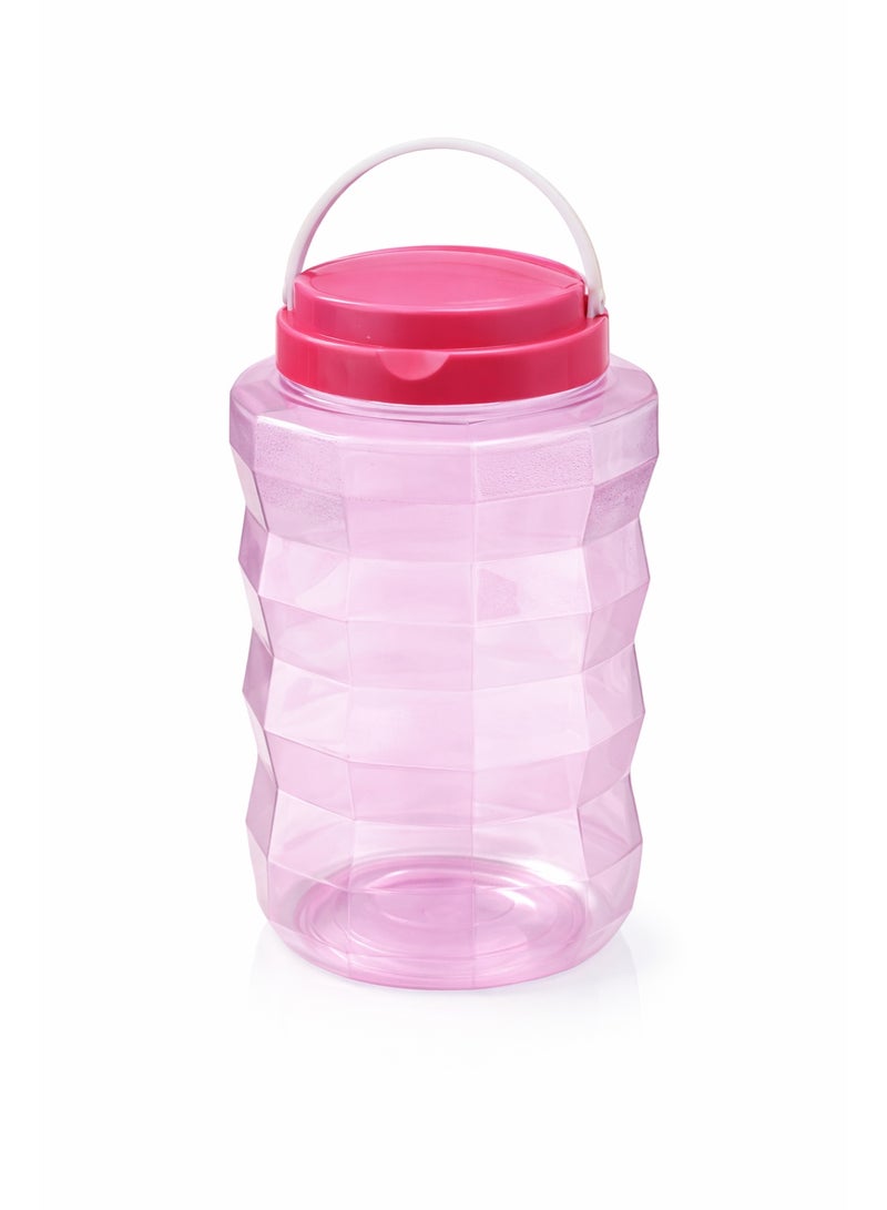 Premium Diamond Textured Plastic Water Jug for Fridge with Handle and Secure Lid - Large Capacity - Pink - Image 1