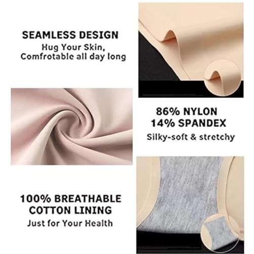 GRANTH ENTERPRISE Women's Ice Silk Seamless Mid Rise No Show Laser Cut Invisible Pants Smooth Stretch Hipster Pants for Women Daily Use (Pack of 3, Multicolor) (S) - Image 3