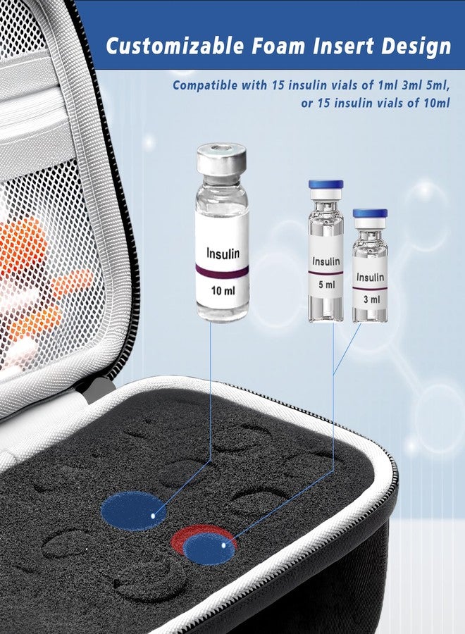 Krypthos 15 Slots Insulin Vial Protector Case, Insulin Vial Organizer Bag for Diabetics Standard 10ml U-100 Vials, Insulin Carrying Case Fridge Holder Storage Holder, No Ice Pack - Image 4