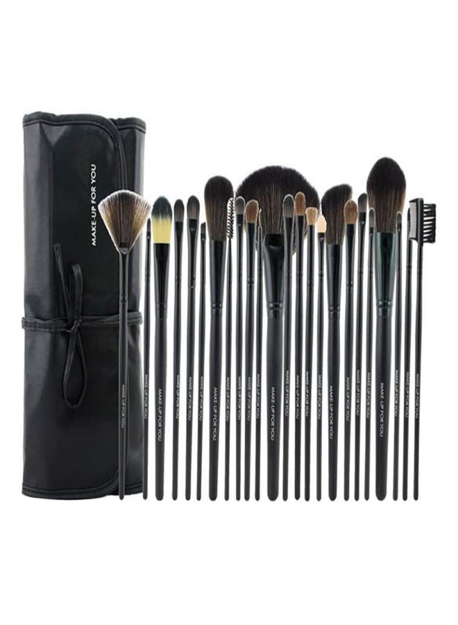 Loquat 24-Piece Professional Makeup Brush Set With Bag Black/Brown