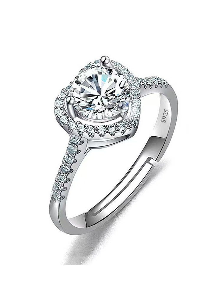 Akali 1 Carat Moissanite Women's Ring , S925 Rhodium Plated ,Adjustable Size , Luxury Gift Box , Ready to Gift - Image 1