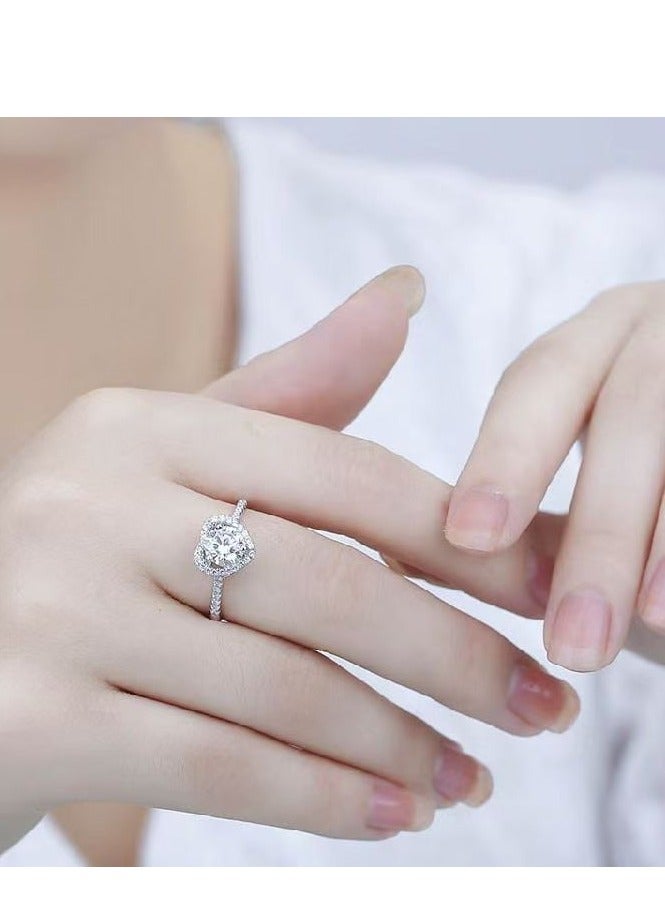 Akali 1 Carat Moissanite Women's Ring , S925 Rhodium Plated ,Adjustable Size , Luxury Gift Box , Ready to Gift - Image 3