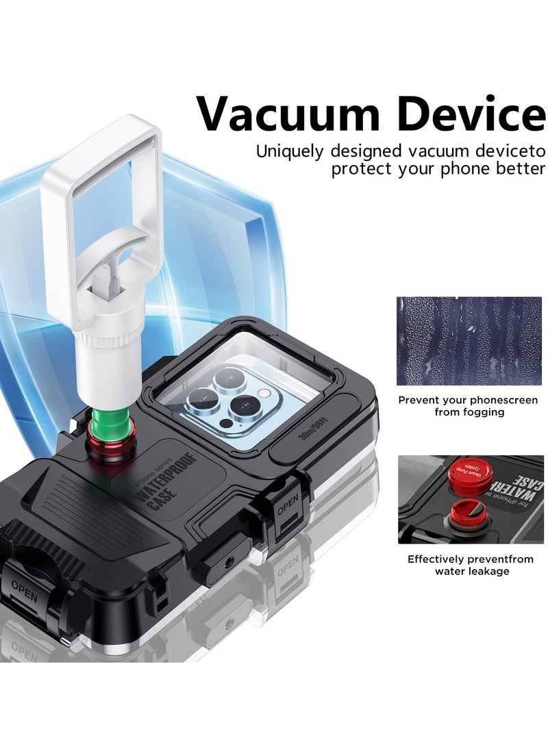 Zikra Diving Phone Case Only for iPhone Series, Snorkeling Underwater Case 98FT/30M Photo Video,Waterproof Housing for iPhone 14/Pro/Pro Max/13/12/11 with Lanyard Black - Image 5