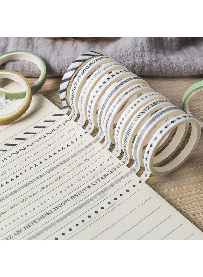 ZMLSED 5mm Wide Slim Washi Tapes Set,10 Rolls Minimalist Black White Style Japanese Masking Decorative Tapes for Bullet Journal Planners DIY Decor Crafts Arts Scrapbooking Adhesive - Image 5