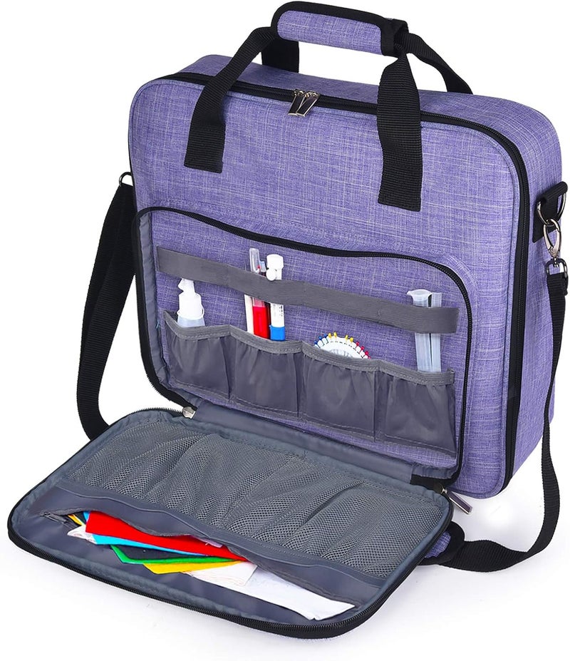 BAGLHER Cross Stitch & Embroidery Organizer Bag - Large Portable Project Storage with 3 Compartments, Travel Friendly Carrying Case for 11.2" Hoops, Threads, Supplies (Purple) - Image 1