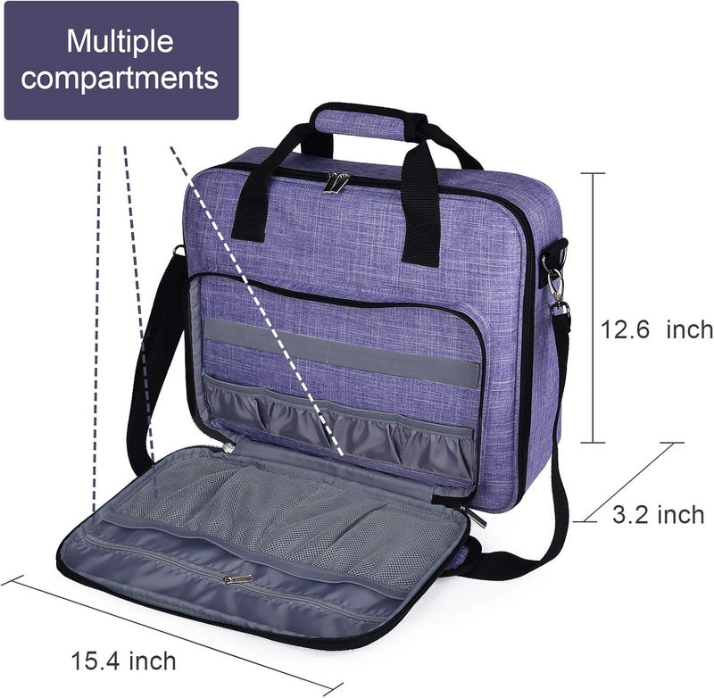 BAGLHER Cross Stitch & Embroidery Organizer Bag - Large Portable Project Storage with 3 Compartments, Travel Friendly Carrying Case for 11.2" Hoops, Threads, Supplies (Purple) - Image 4