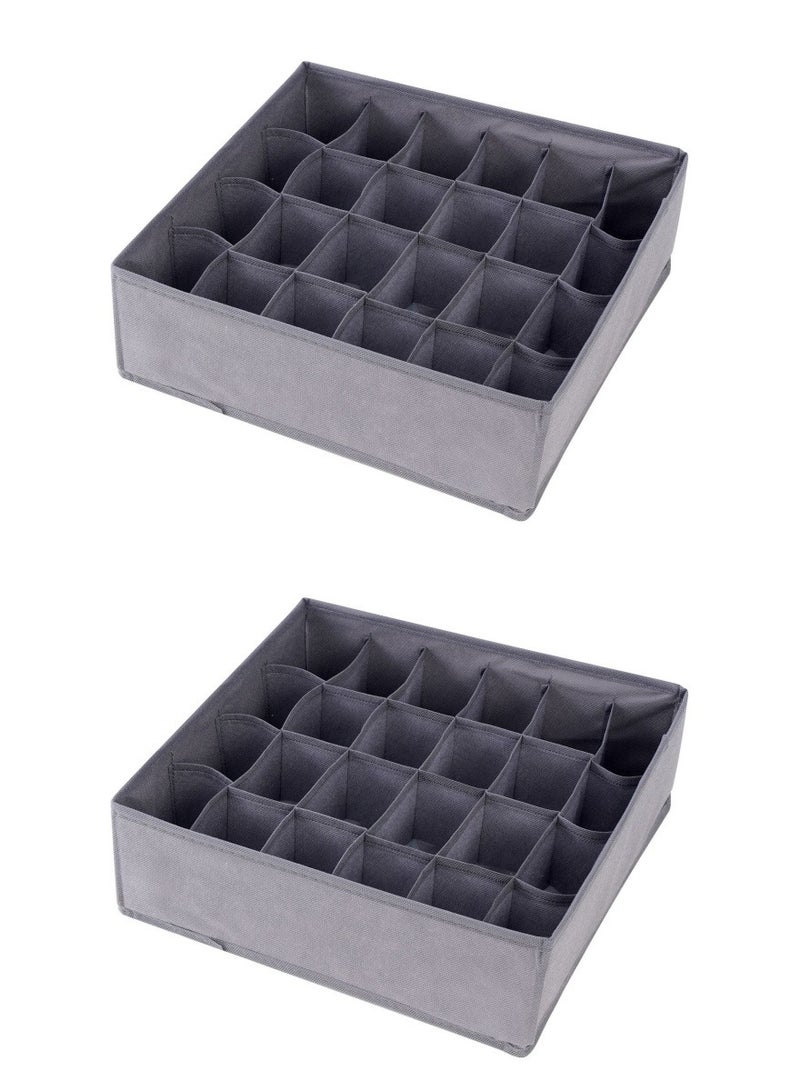 Generic 2 Pack Socks Underwear Drawer Organizer Divider, Collapsible Cabinet Closet Organizer Storage Boxes for Clothes, Socks, (Dark-Grey, 24+24 Cell) - Image 1