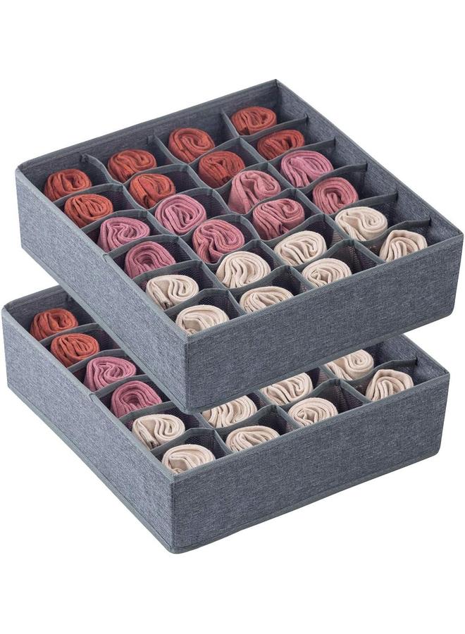Generic 2 Pack Socks Underwear Drawer Organizer Divider, Collapsible Cabinet Closet Organizer Storage Boxes for Clothes, Socks, (Dark-Grey, 24+24 Cell) - Image 4