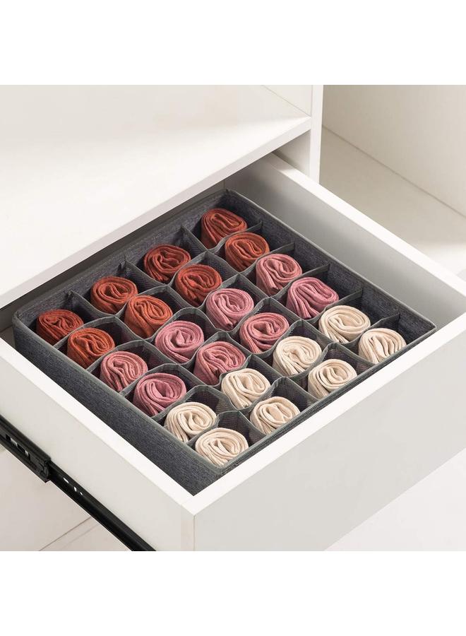 Generic 2 Pack Socks Underwear Drawer Organizer Divider, Collapsible Cabinet Closet Organizer Storage Boxes for Clothes, Socks, (Dark-Grey, 24+24 Cell) - Image 2