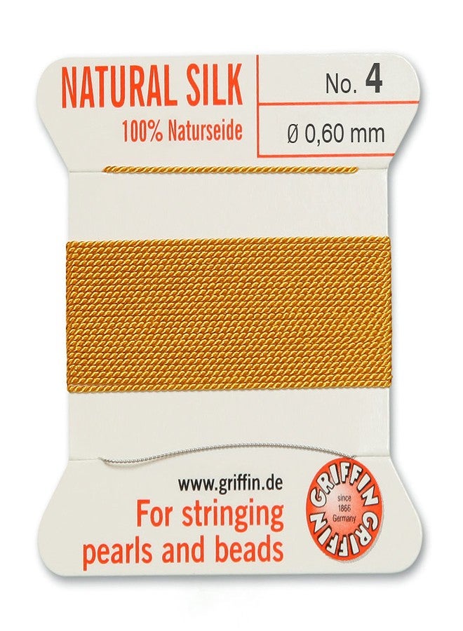 غريفين خيط خرز حريري من ذا بيدسميث غريفين بيرلسايد - لون كهرماني - مقاس 4 (0.60 مم) - متران لكل بطاقة - مزود بإبرة من الفولاذ المقاوم للصدأ - لعقد اللؤلؤ والأحجار الكريمة والكريستال والخرز - Image 2