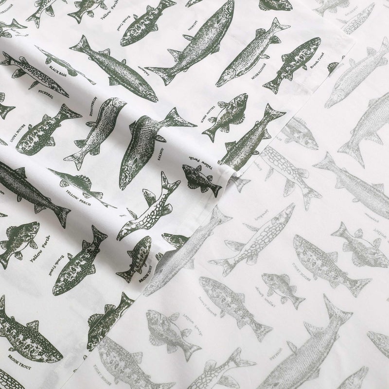 Eddie Bauer - Sheet Set  Cotton Percale Bedding With Matching Pillowcases  Crisp & Breathable  200-Thread Count  Classic Comfort Essentials (Wes Fish Green  King) - Image 3