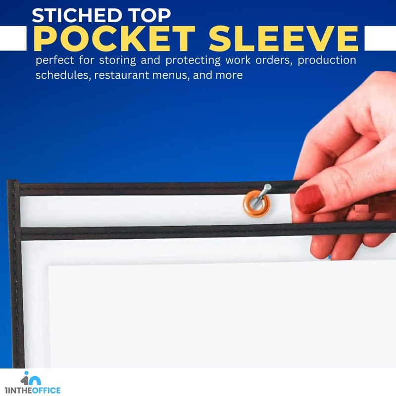 1InTheOffice Dry Erase Pocket Sleeves, Black Shop Ticket Holders 8.5x11, (12 Pack) - Image 5